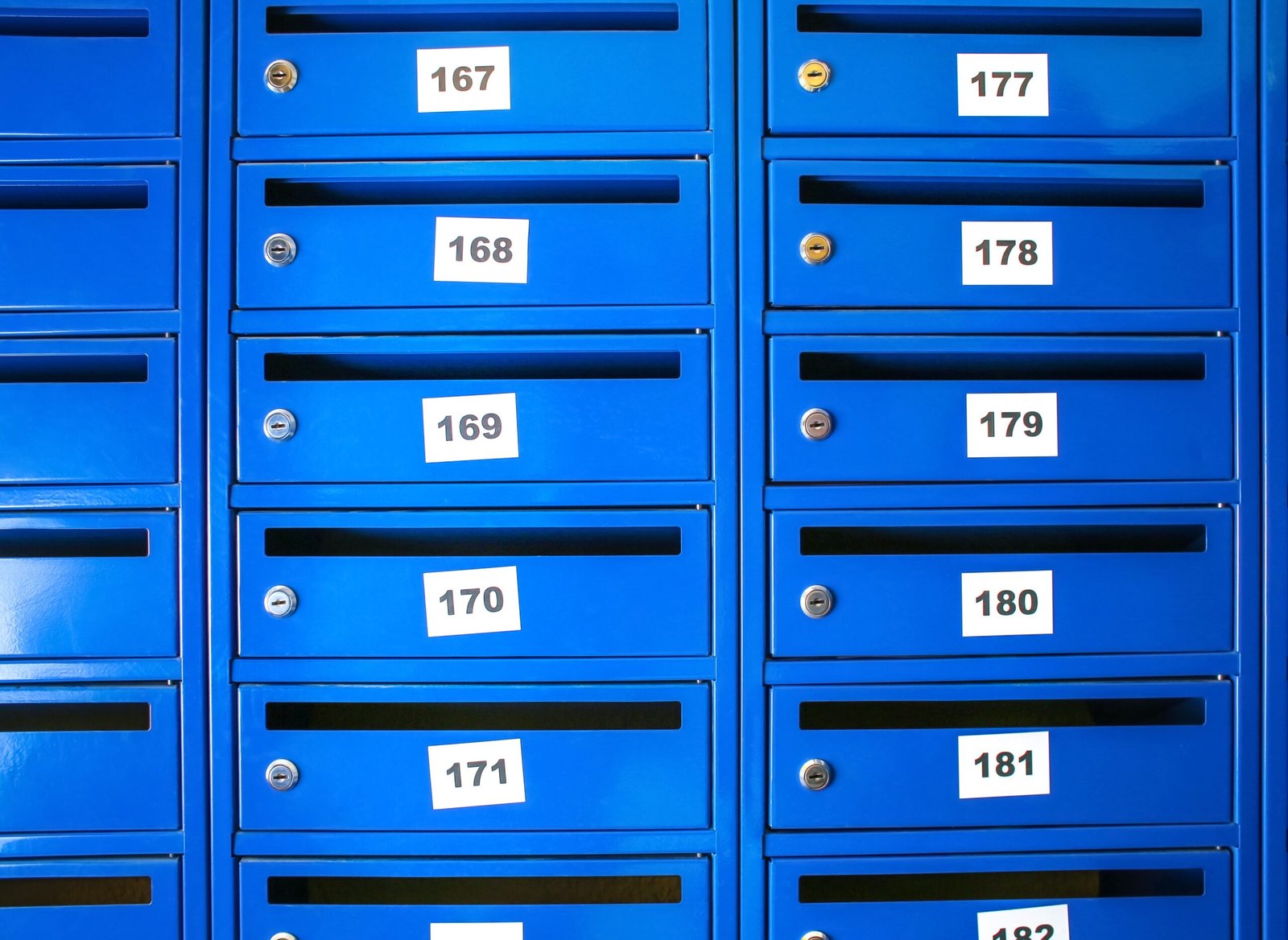 Many mailboxes indoors