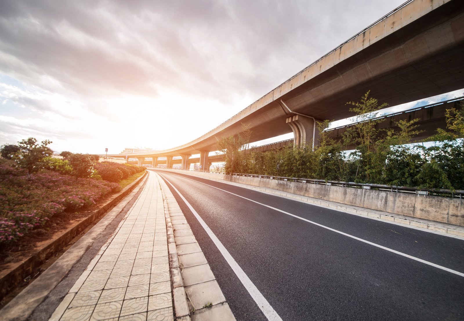 concrete road curve of viaduct in china outdoor